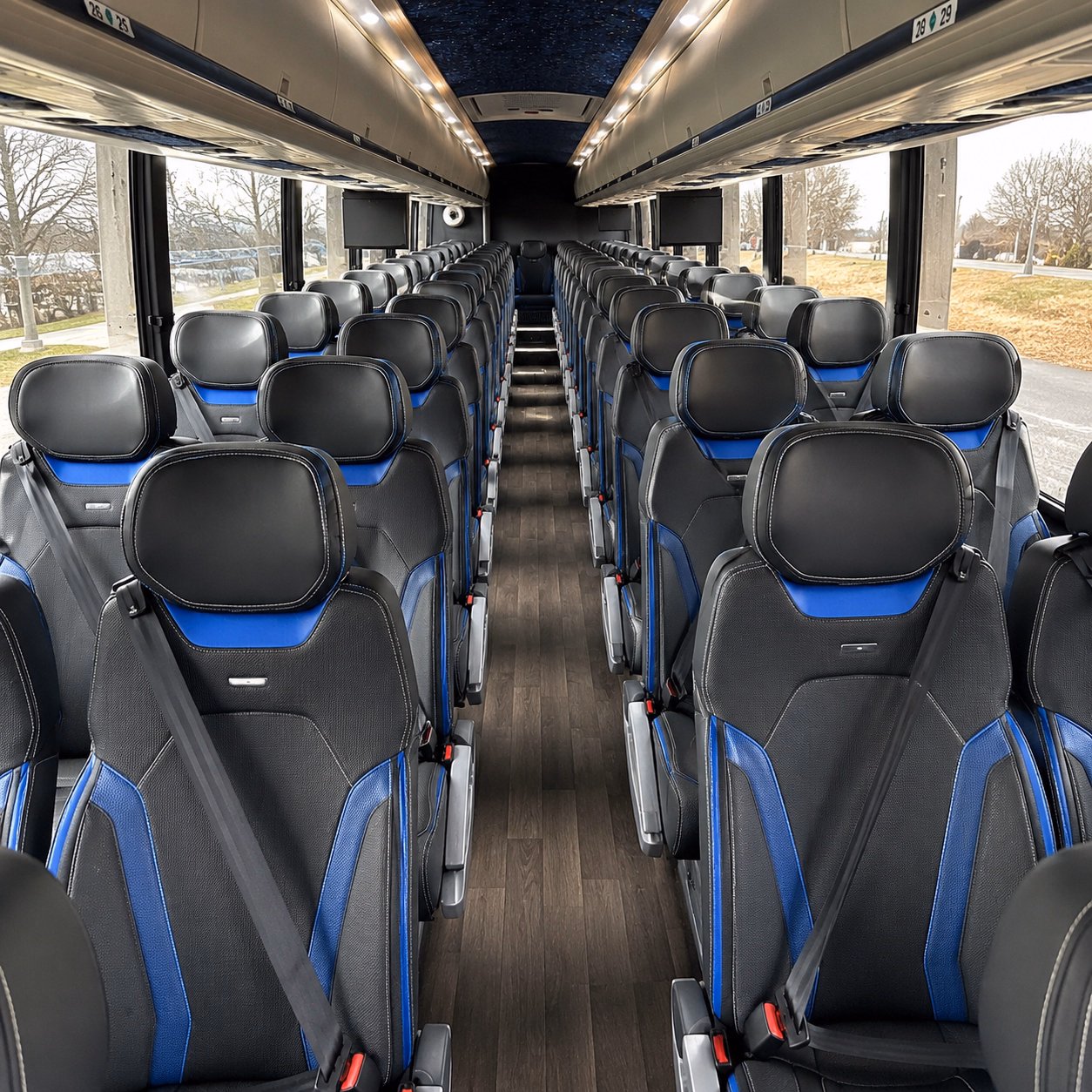 austin charter bus rental interior
