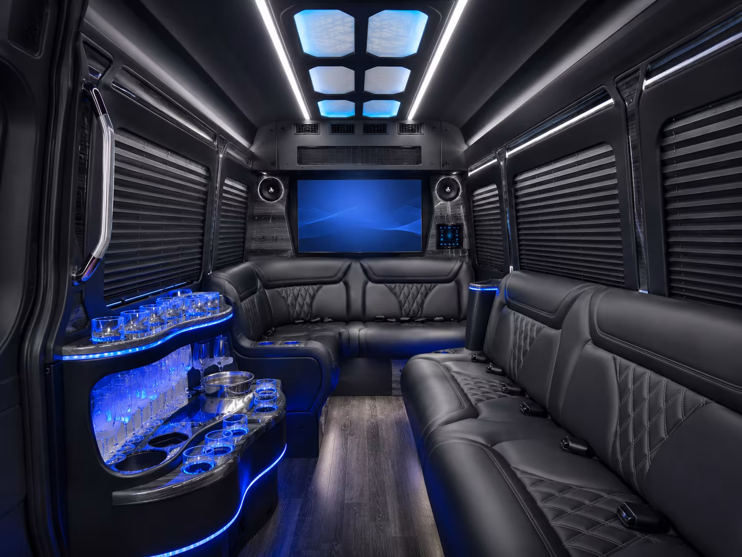 round rock 28 passenger party bus inside